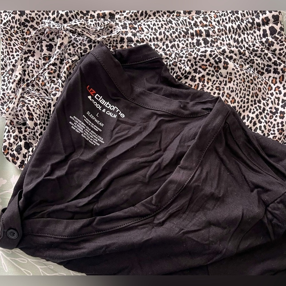 EUC Liz Claiborne Cool & Calm Sleepwear 2-Pc Set Pants & Long Sleeve Top; Size L
